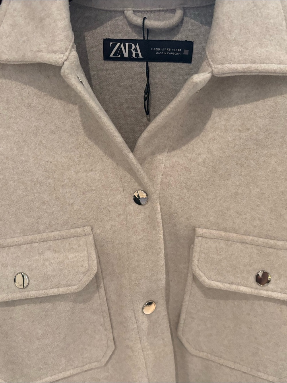 ZARA Light Beige Button-Front Shacket - Picture 3 of 3